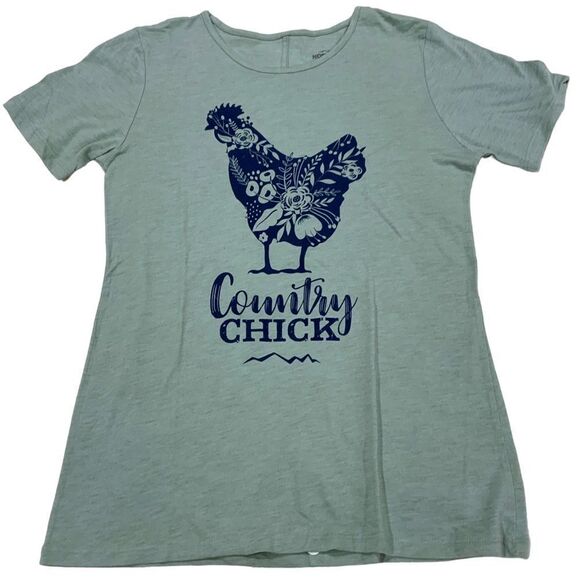 North40 Outfitters Country Chick Chicken Graphic Tee T-Shirt Green Size L - Picture 6 of 9